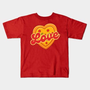 Love Pizza Heart Retro Valentine Kids T-Shirt